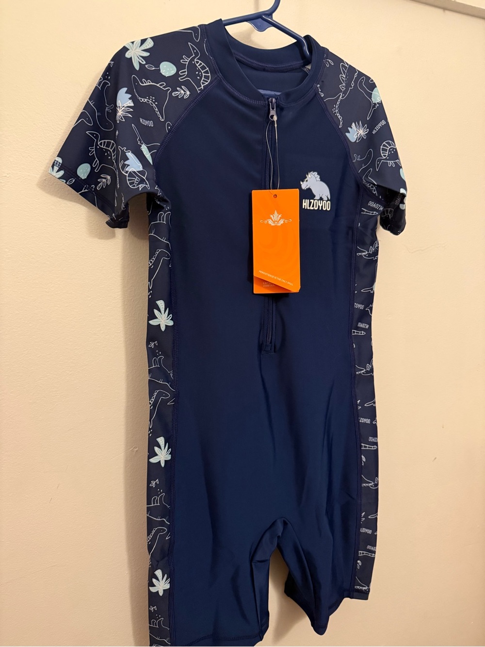 Source Unknown Navy and Light Blue Kids Short Sleeve Rashguard Swimsuit